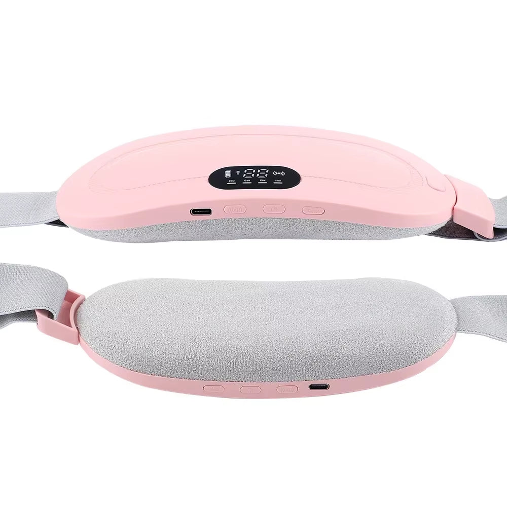 Portable Heated Massage Belt Menstrual Pain Relief Hot Compress Pad Abdominal Thermal Vibration Massager Period Warm Palace Belt